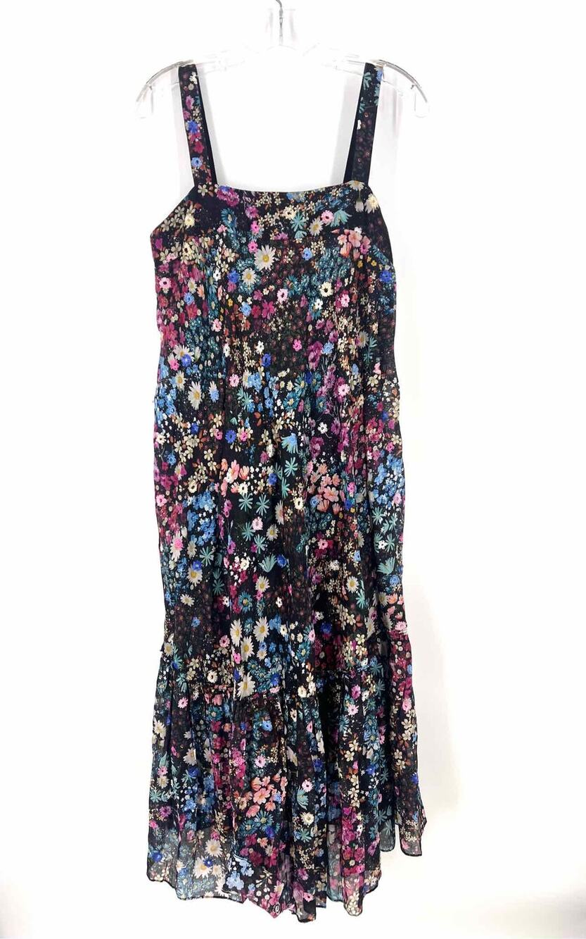 Geisha Designs Size S Black/Multi Floral Tiered NEW Designer Dress Maxi